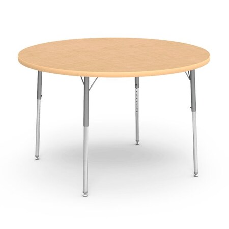 Virco 48 in. W, 48 in. L, 22-30 in. H, Fusion Maple Top / Beige Edge 4848R